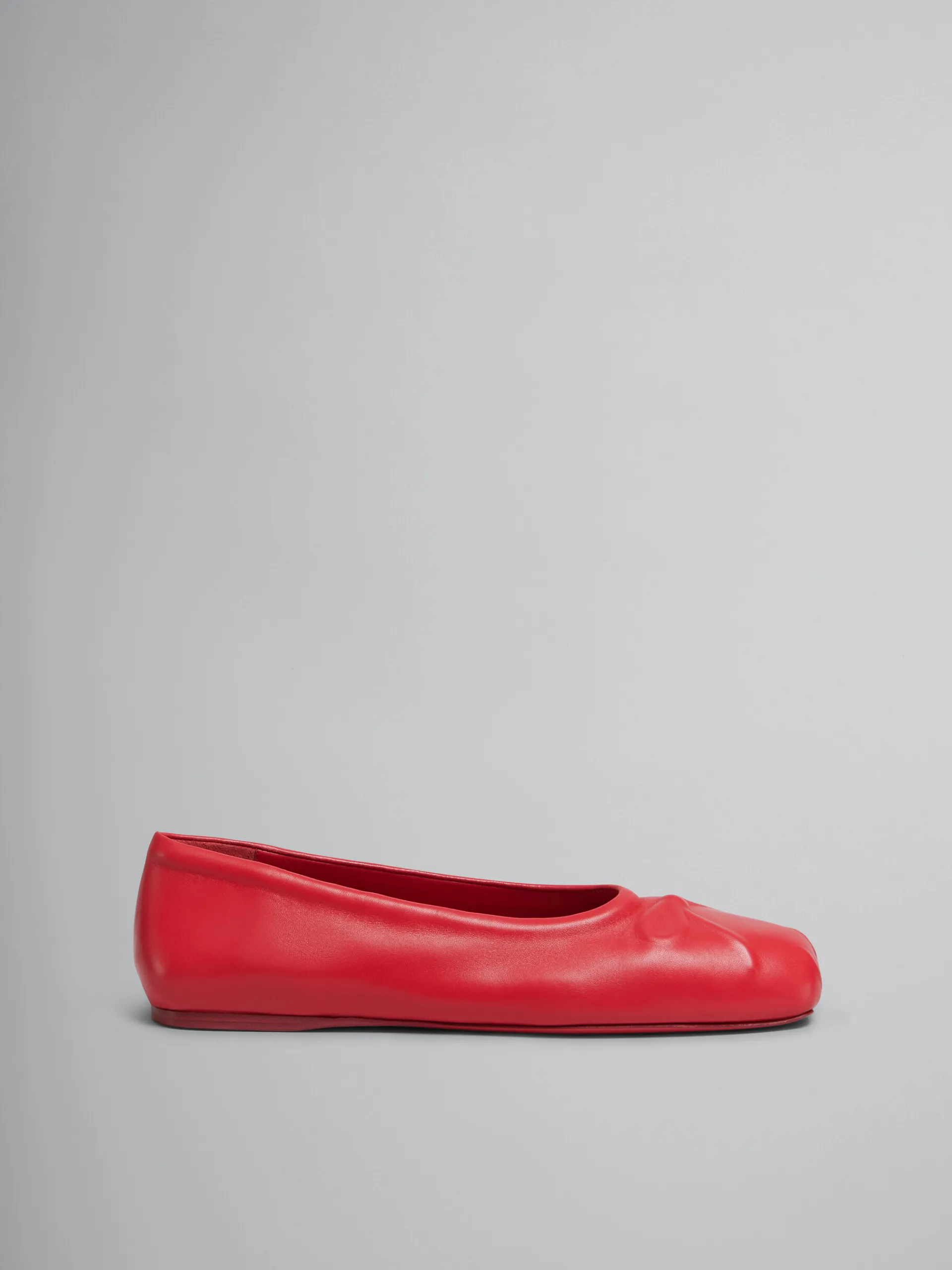 Flats>Marni Red Nappa Leather Seamless Little Bow Ballet Flat TULIP