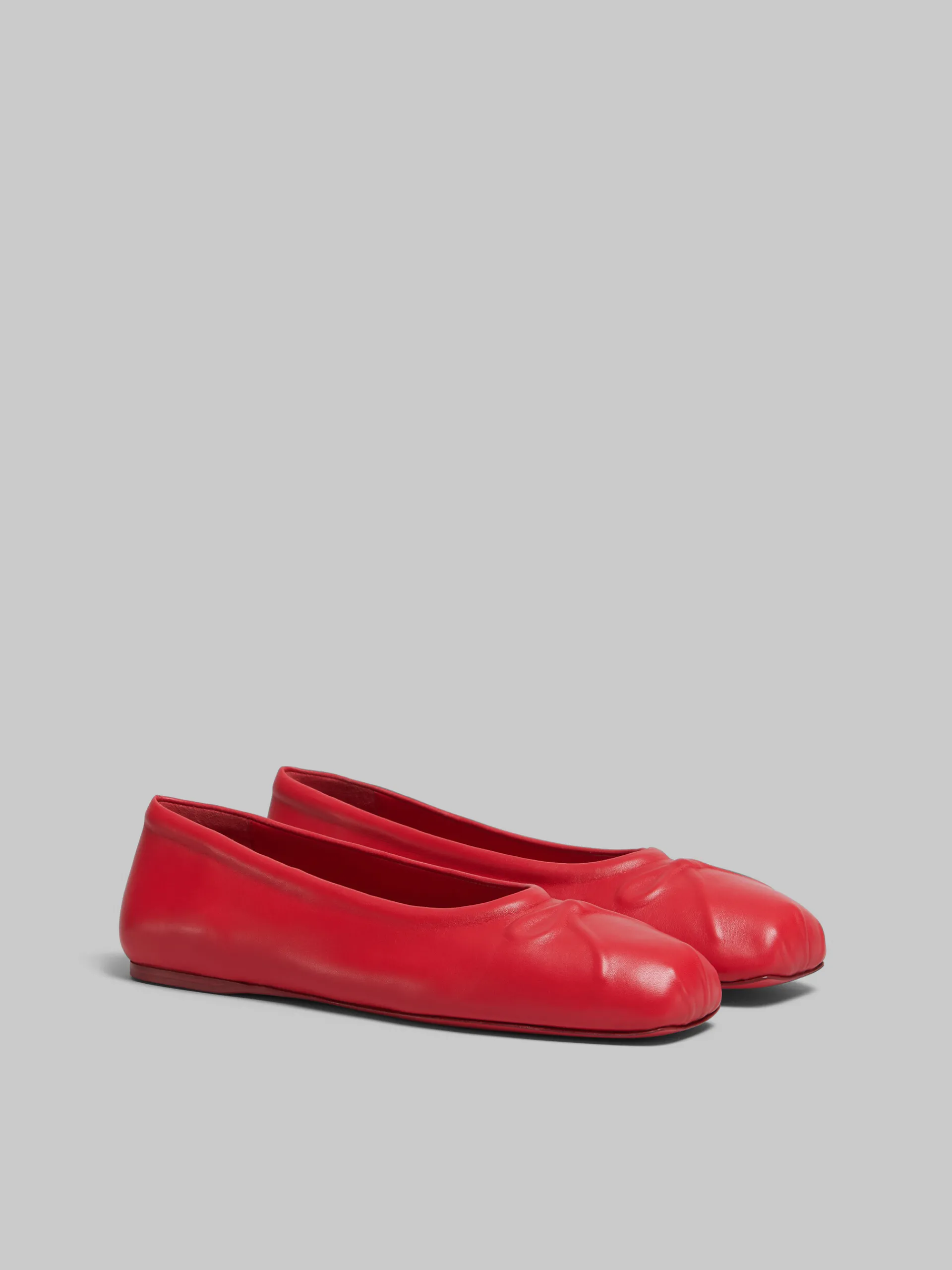 Flats>Marni Red Nappa Leather Seamless Little Bow Ballet Flat TULIP