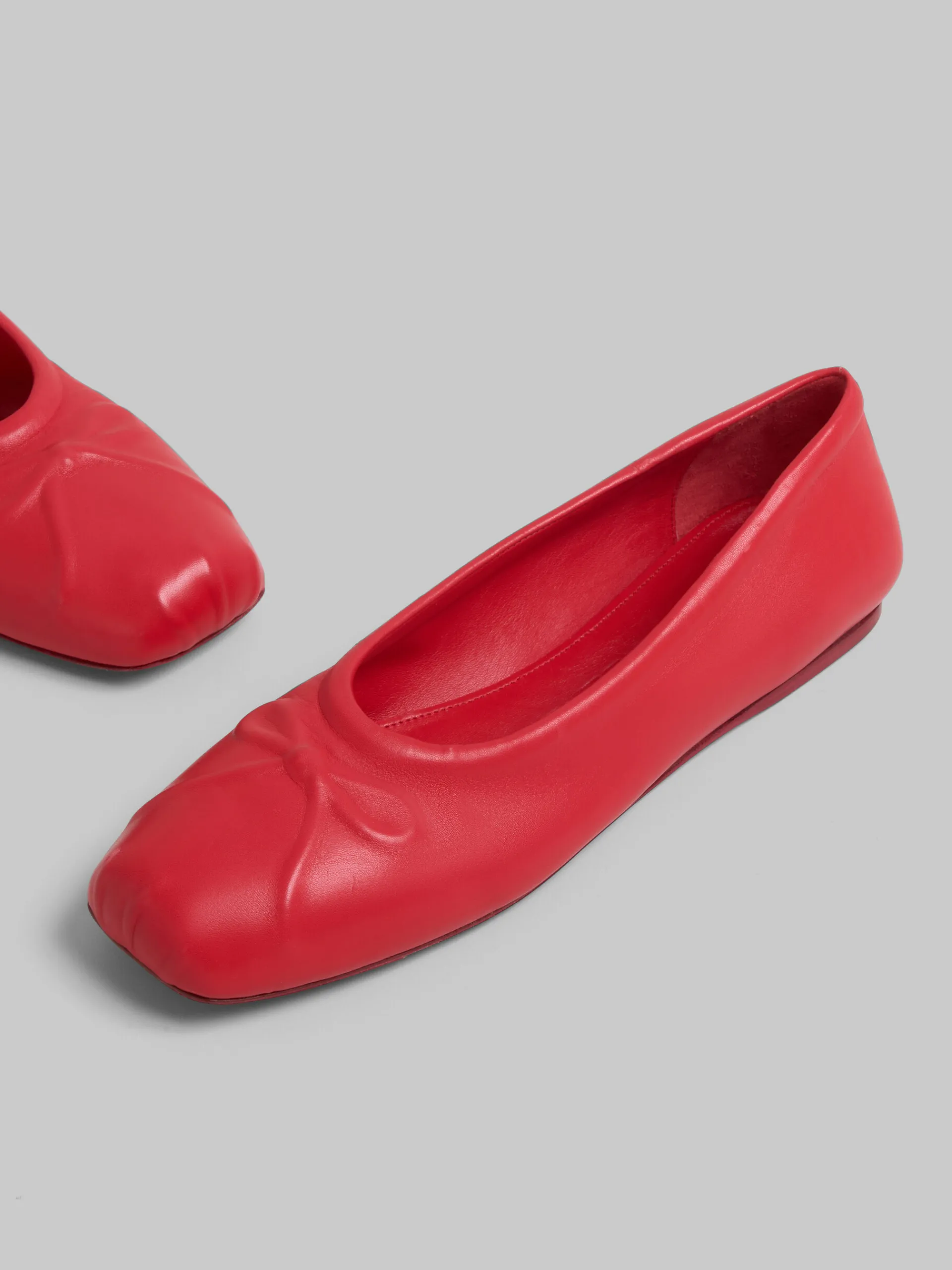 Flats>Marni Red Nappa Leather Seamless Little Bow Ballet Flat TULIP