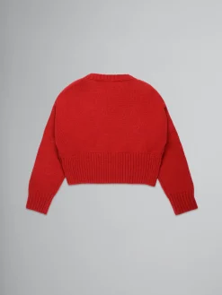 Kids>Marni Red Wool-blend Pullover With Stars BRIGHT RED
