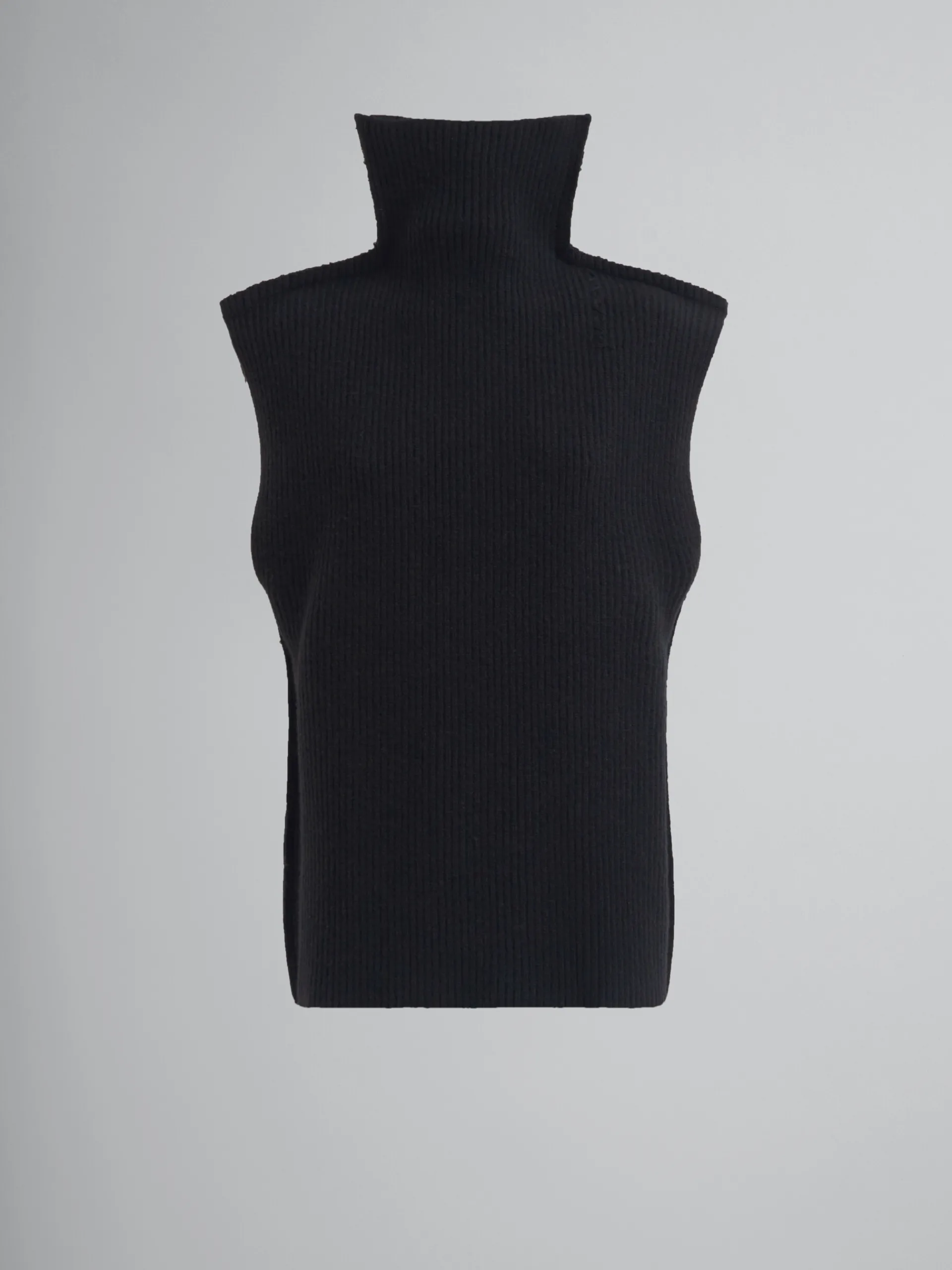 Knitwear>Marni Ribbed Wool Vest BLACK