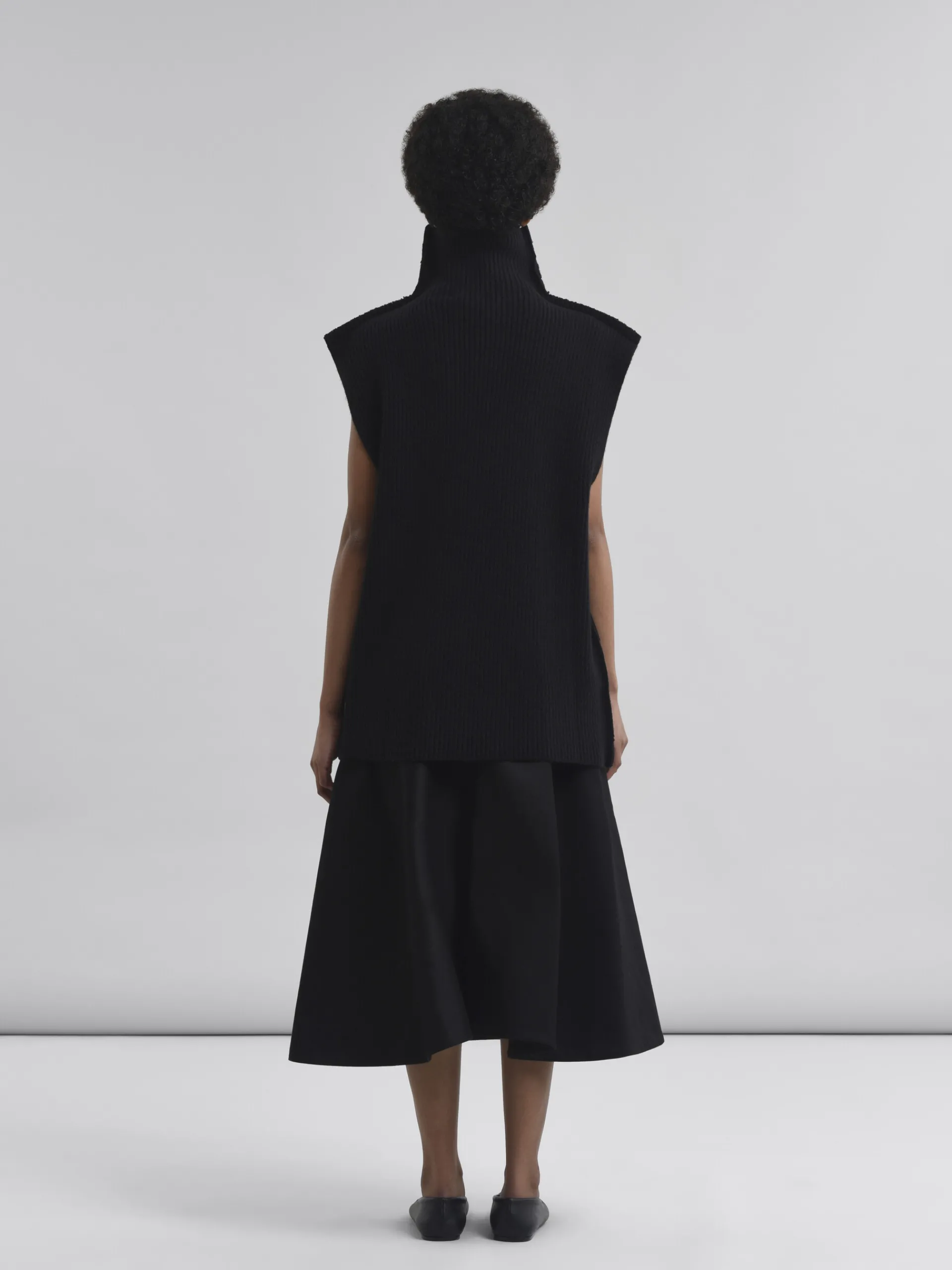 Knitwear>Marni Ribbed Wool Vest BLACK