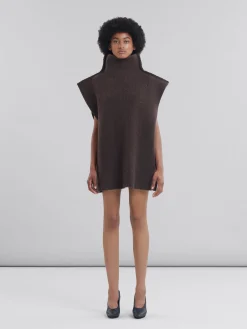 Knitwear>Marni Ribbed Brown Wool Vest MIDNIGHT