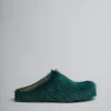 Flats | Fussbett>Marni Sea Green Long-hair Calfskin Fussbett Sabot NORTH SEA