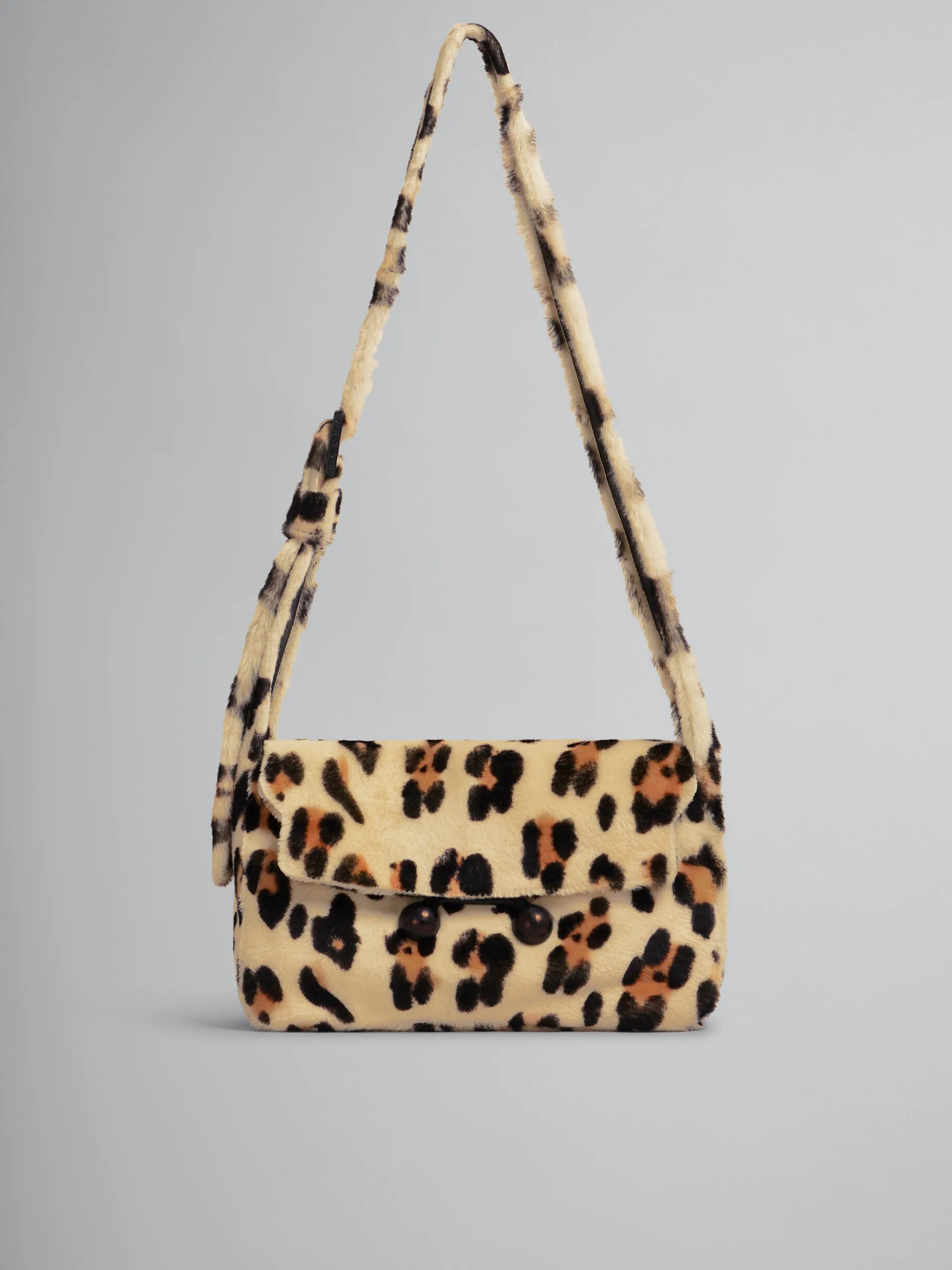 Shoulder Bags | Trunkaroo Bag>Marni Shearling Animal Print Trunkaroo Soft Medium Shoulder Bag YELLOW/BROWN
