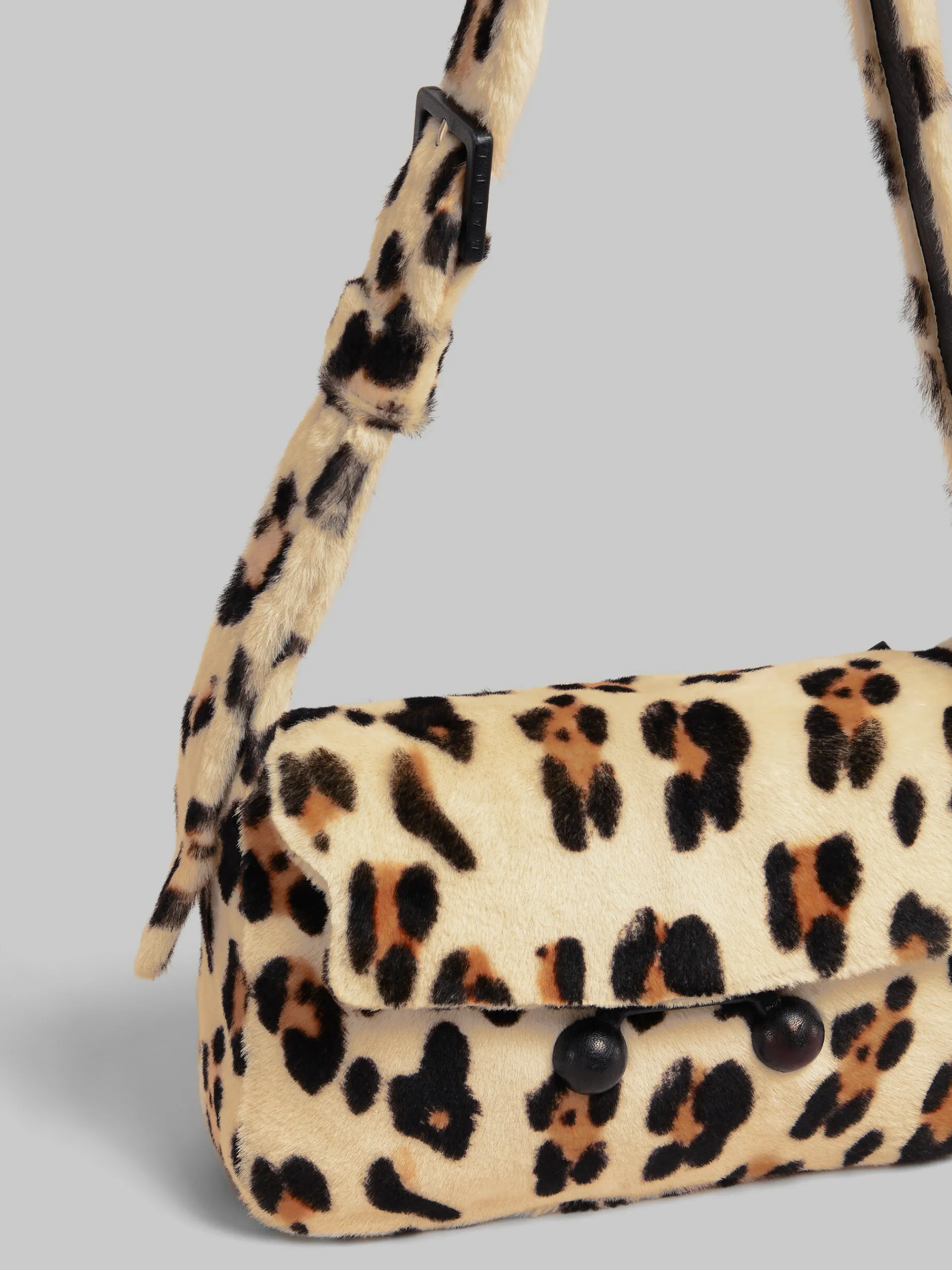 Shoulder Bags | Trunkaroo Bag>Marni Shearling Animal Print Trunkaroo Soft Medium Shoulder Bag YELLOW/BROWN