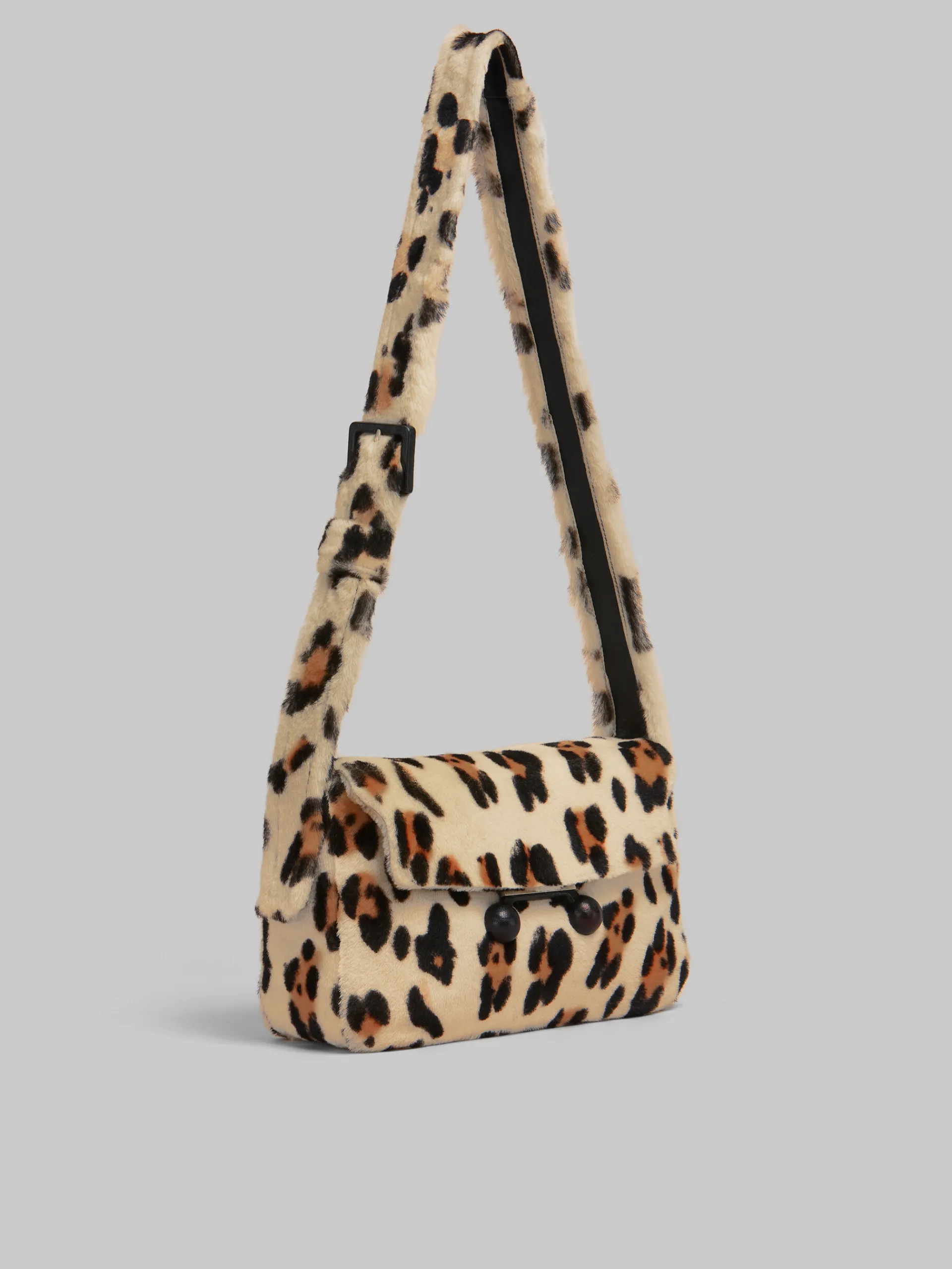 Shoulder Bags | Trunkaroo Bag>Marni Shearling Animal Print Trunkaroo Soft Medium Shoulder Bag YELLOW/BROWN
