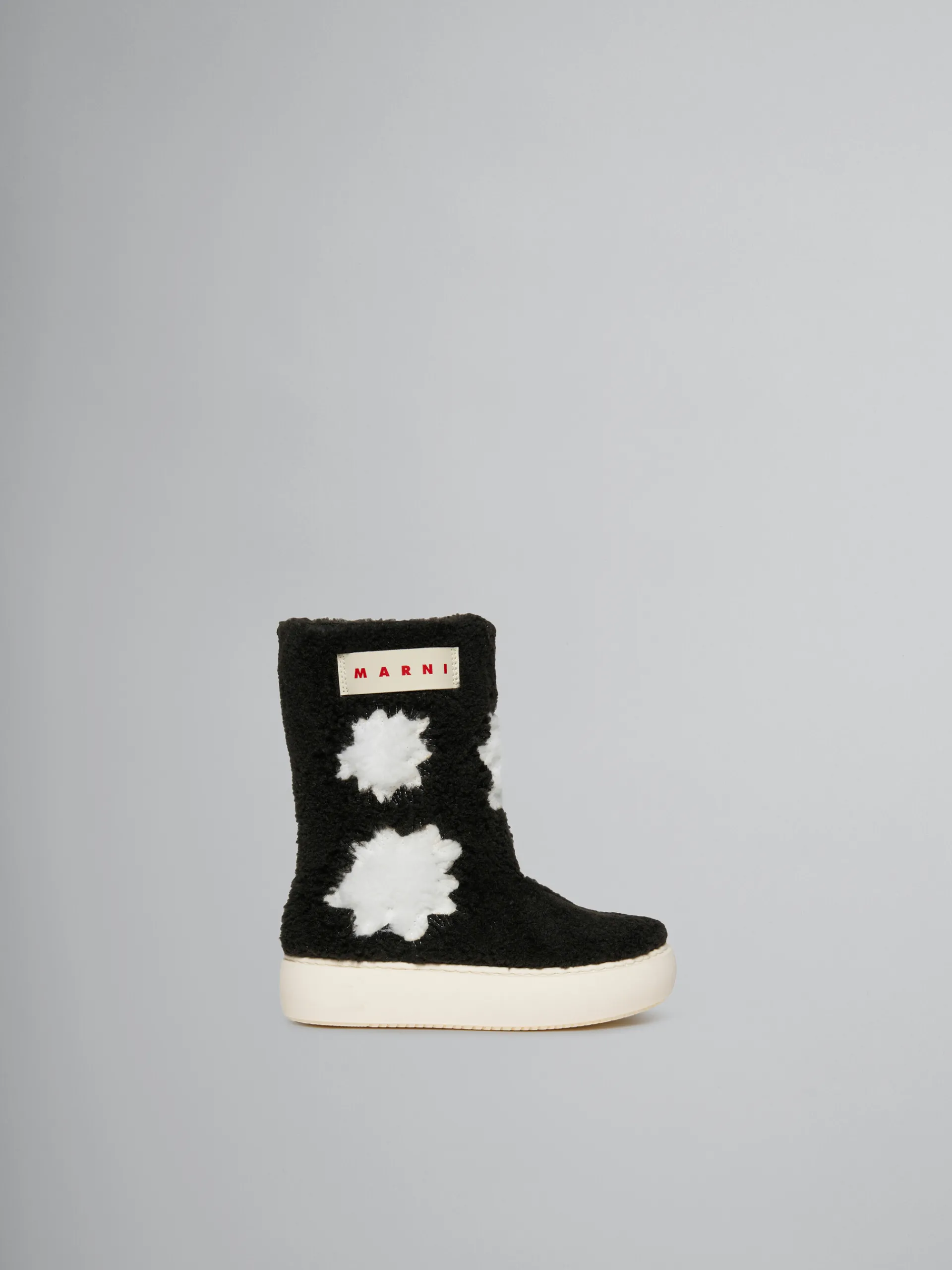 Kids>Marni Sheepskin Look Ankle Boot BLACK/WHITE