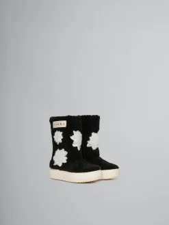 Kids>Marni Sheepskin Look Ankle Boot BLACK/WHITE