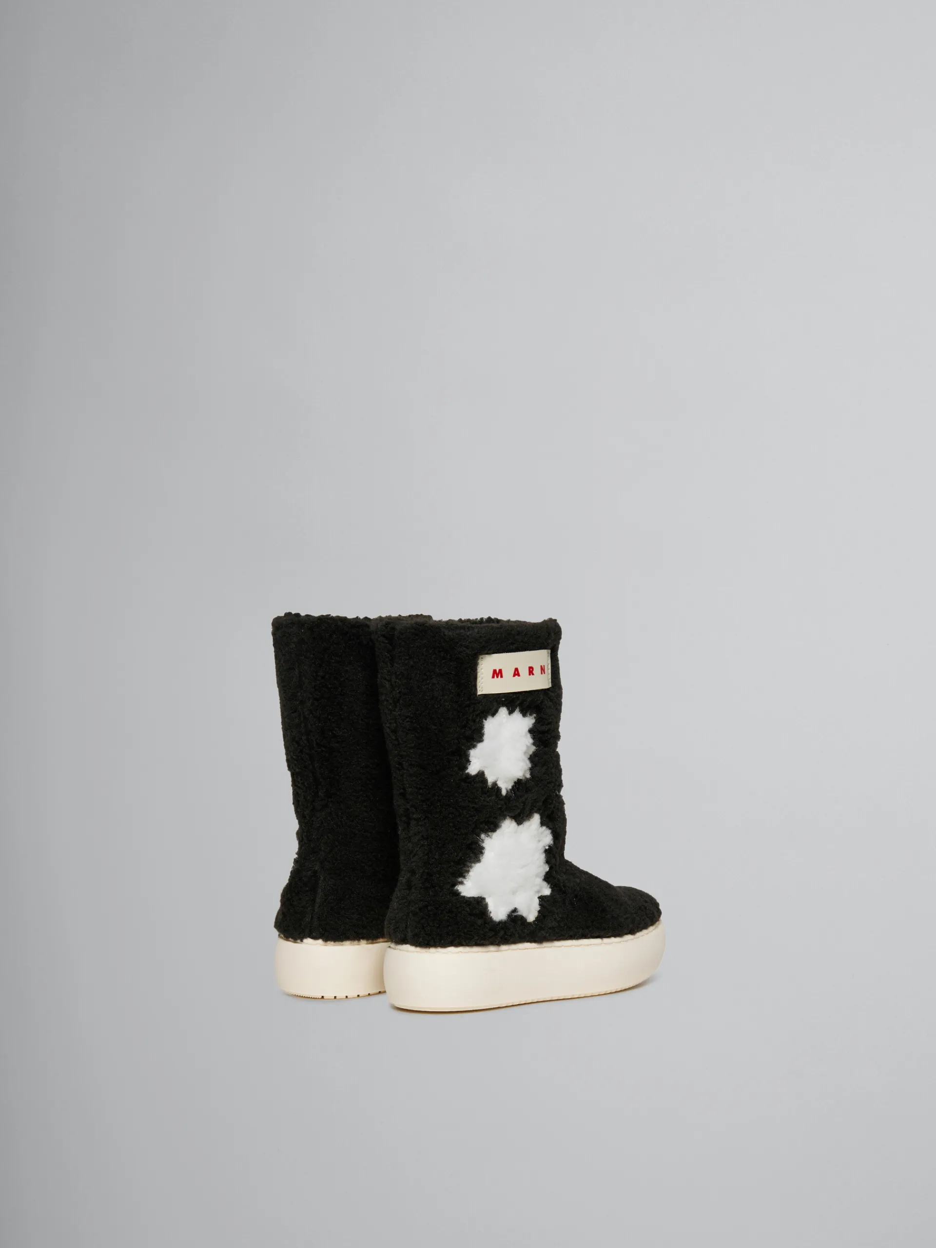 Kids>Marni Sheepskin Look Ankle Boot BLACK/WHITE