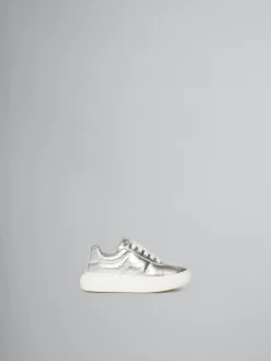 Kids>Marni Leather Padded Sneaker SILVER