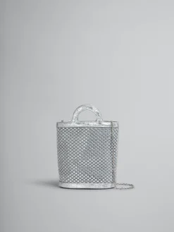 Wallets & Small Leather Goods | Tropicalia Bag>Marni Rhinestone Tropicalia Nano Bucket Bag SILVER