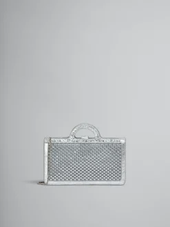 Wallets & Small Leather Goods>Marni Rhinestone Tropicalia Long Wallet With Chain Strap SILVER