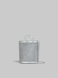 Wallets & Small Leather Goods | Tropicalia Bag>Marni Rhinestone Tropicalia Nano Bucket Bag SILVER