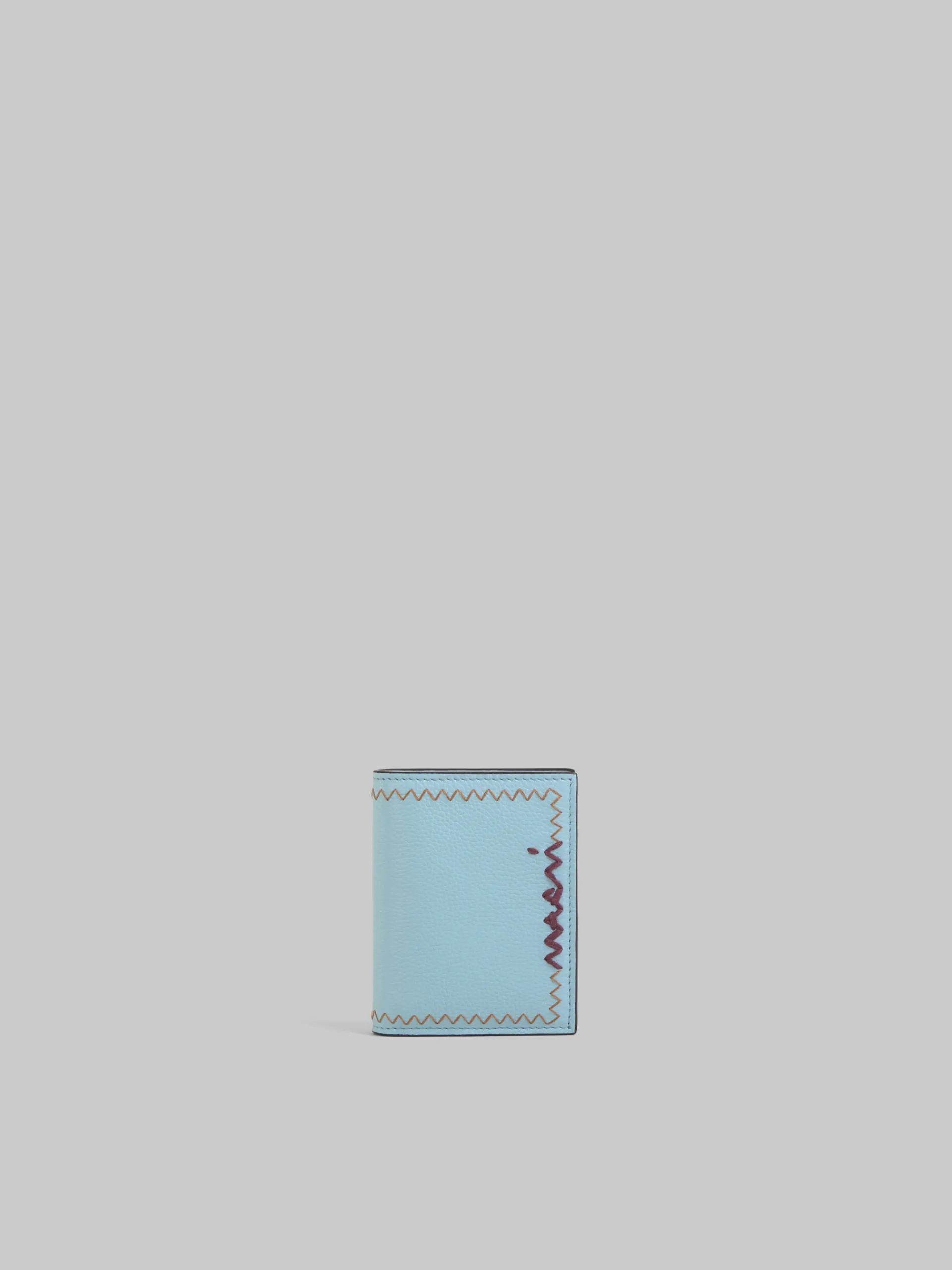 Wallets & Small Leather Goods>Marni Sky Blue Bi-fold Wallet With Mending Embroidery LEADEN BLUE