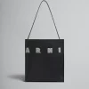 Tote Bags>Marni Small Black Leather Museo Hobo Bag With Patches BLACK/STEPPE