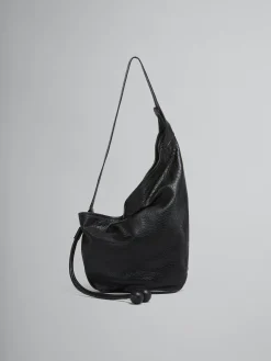 Shoulder Bags>Marni Small Nappa Hobo Bag BLACK