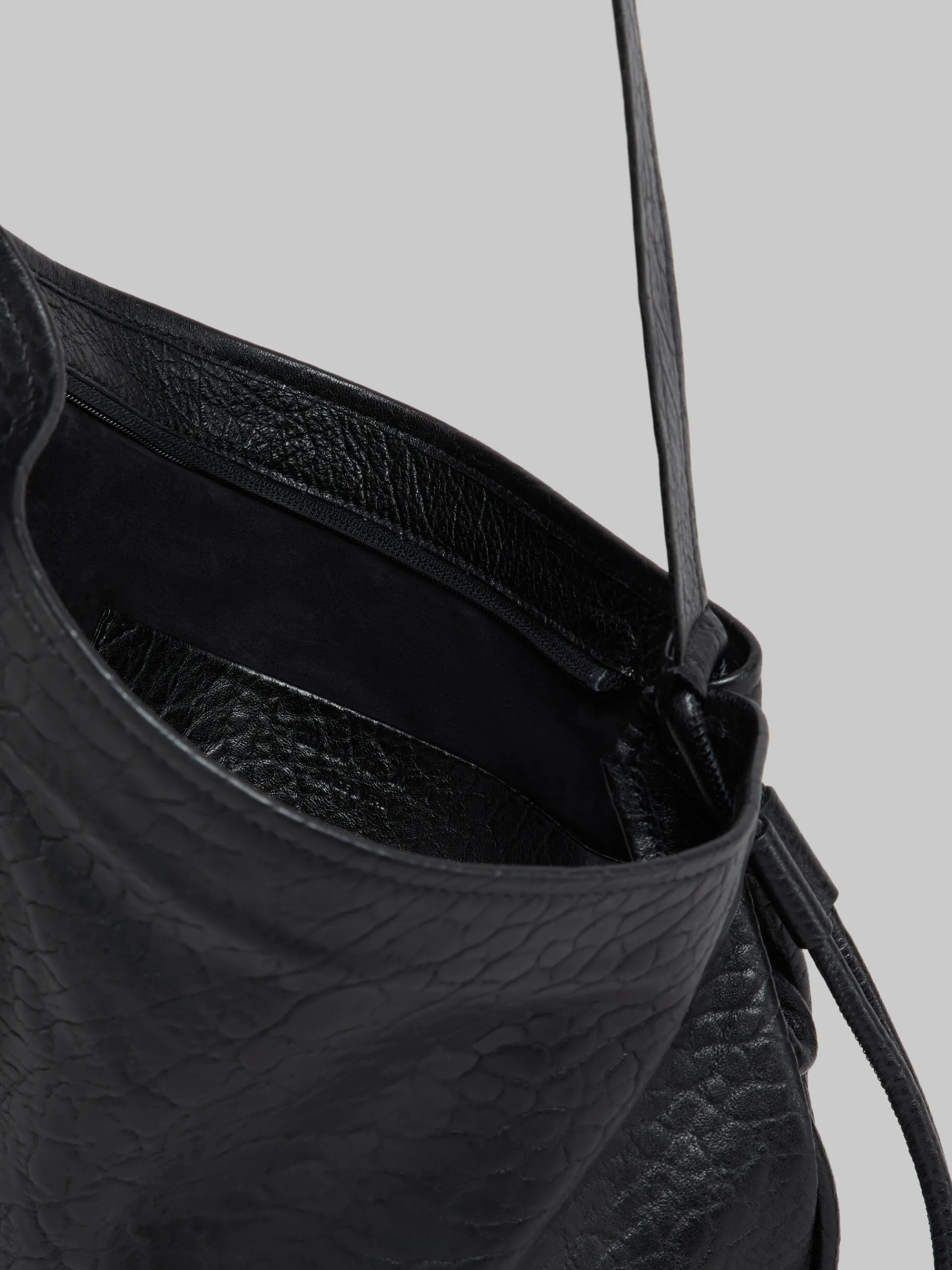 Shoulder Bags>Marni Small Nappa Hobo Bag BLACK