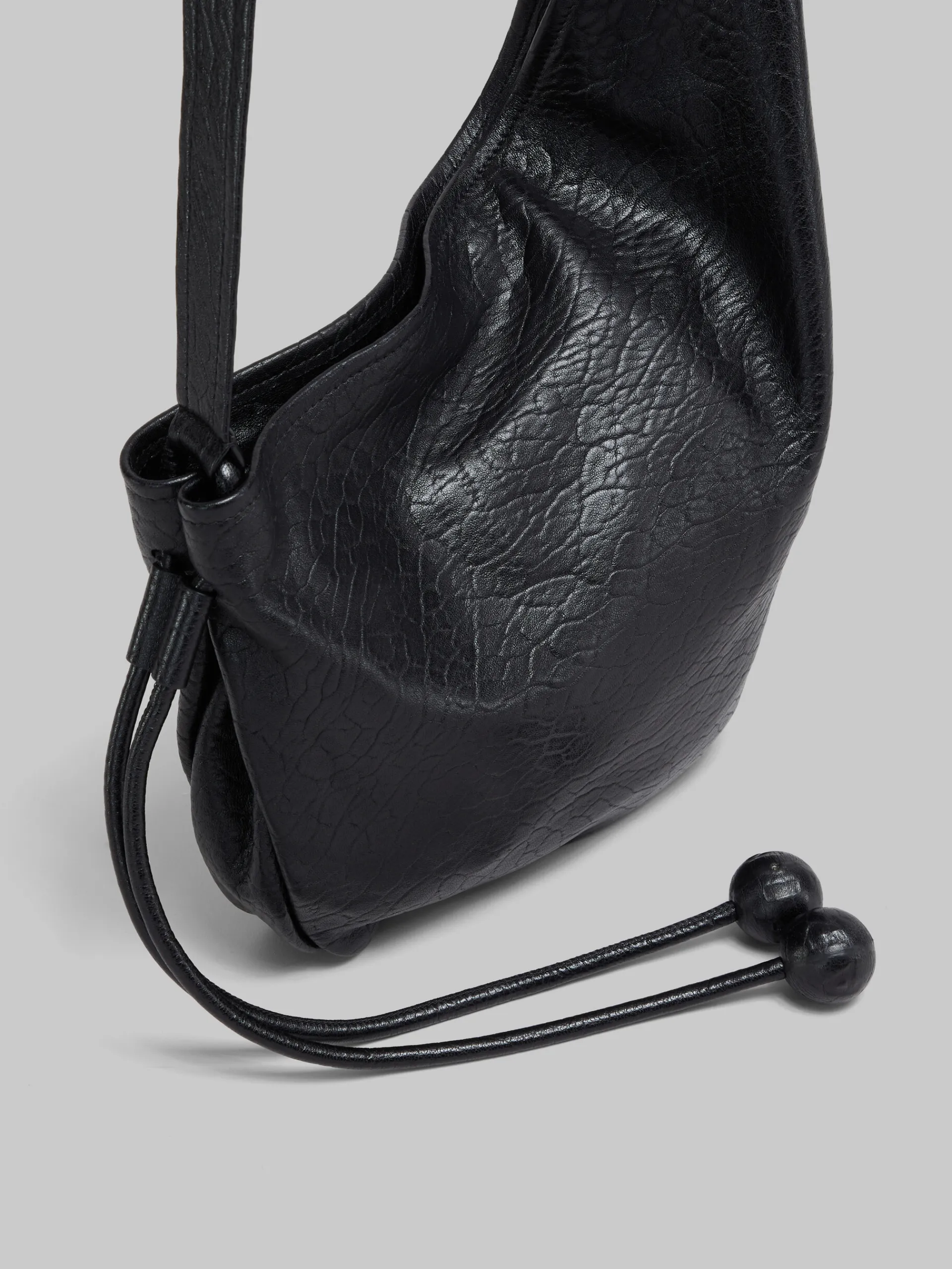Shoulder Bags>Marni Small Nappa Hobo Bag BLACK