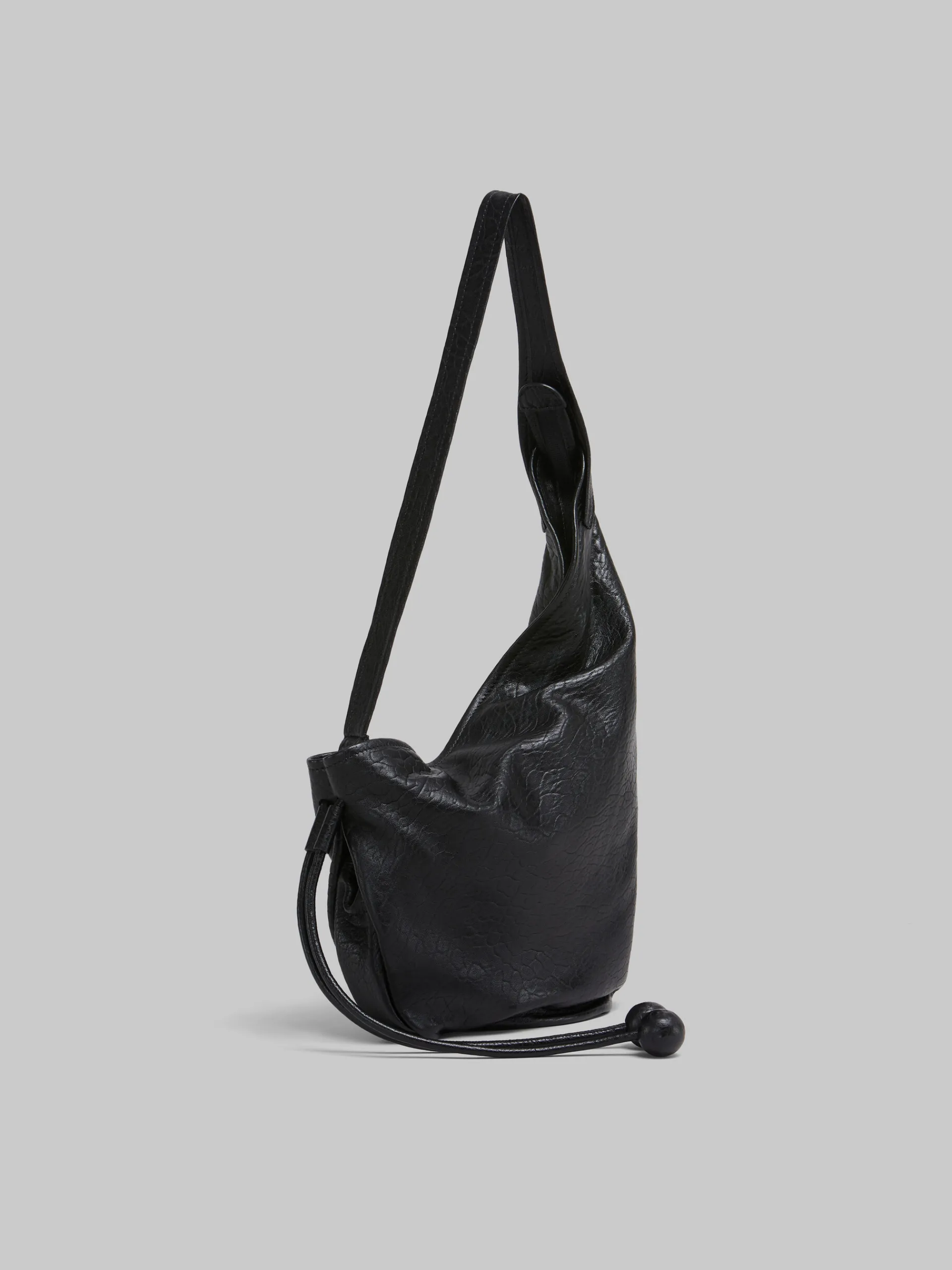 Shoulder Bags>Marni Small Nappa Hobo Bag BLACK