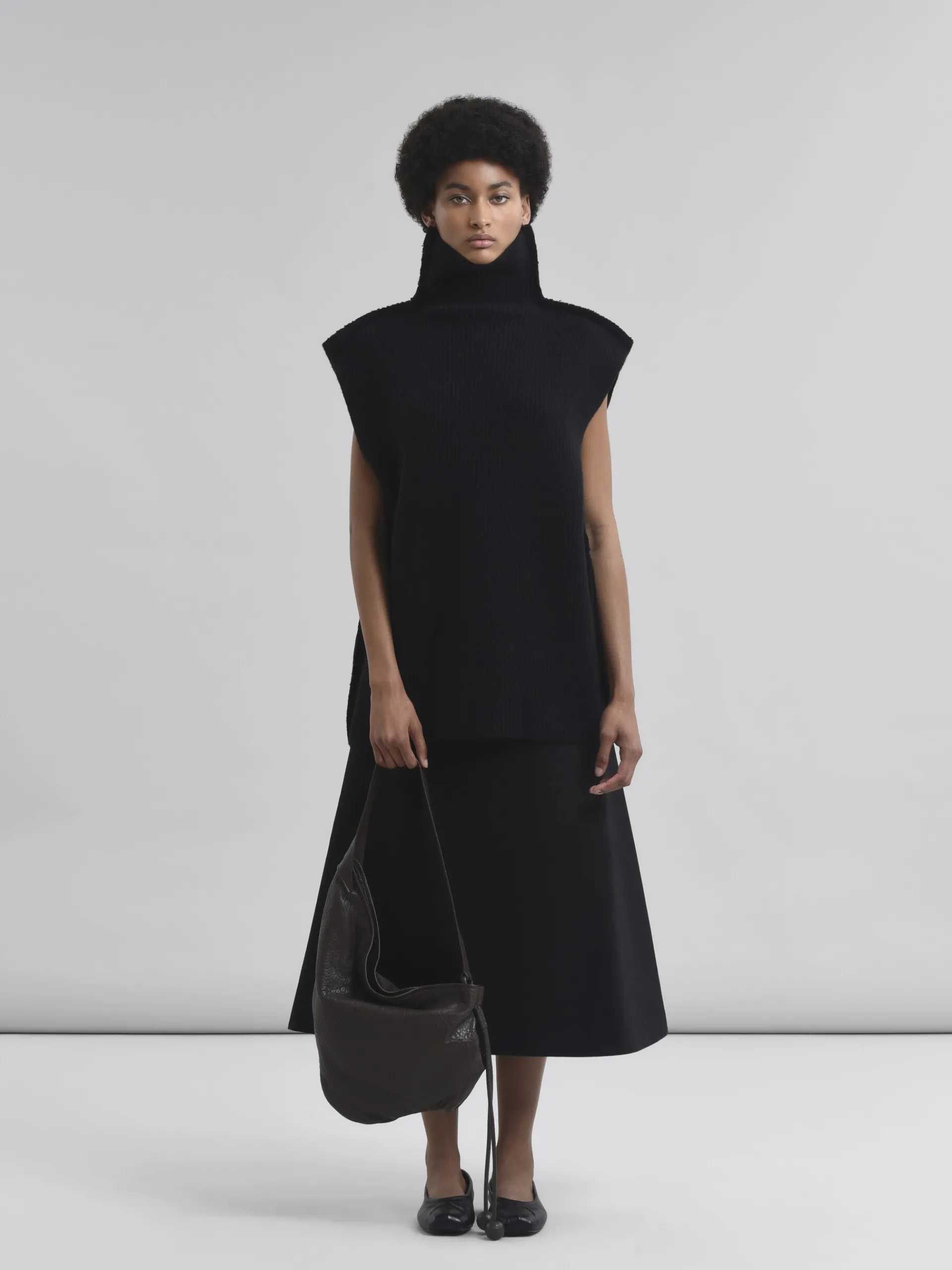 Shoulder Bags>Marni Small Brown Nappa Hobo Bag COFFEE