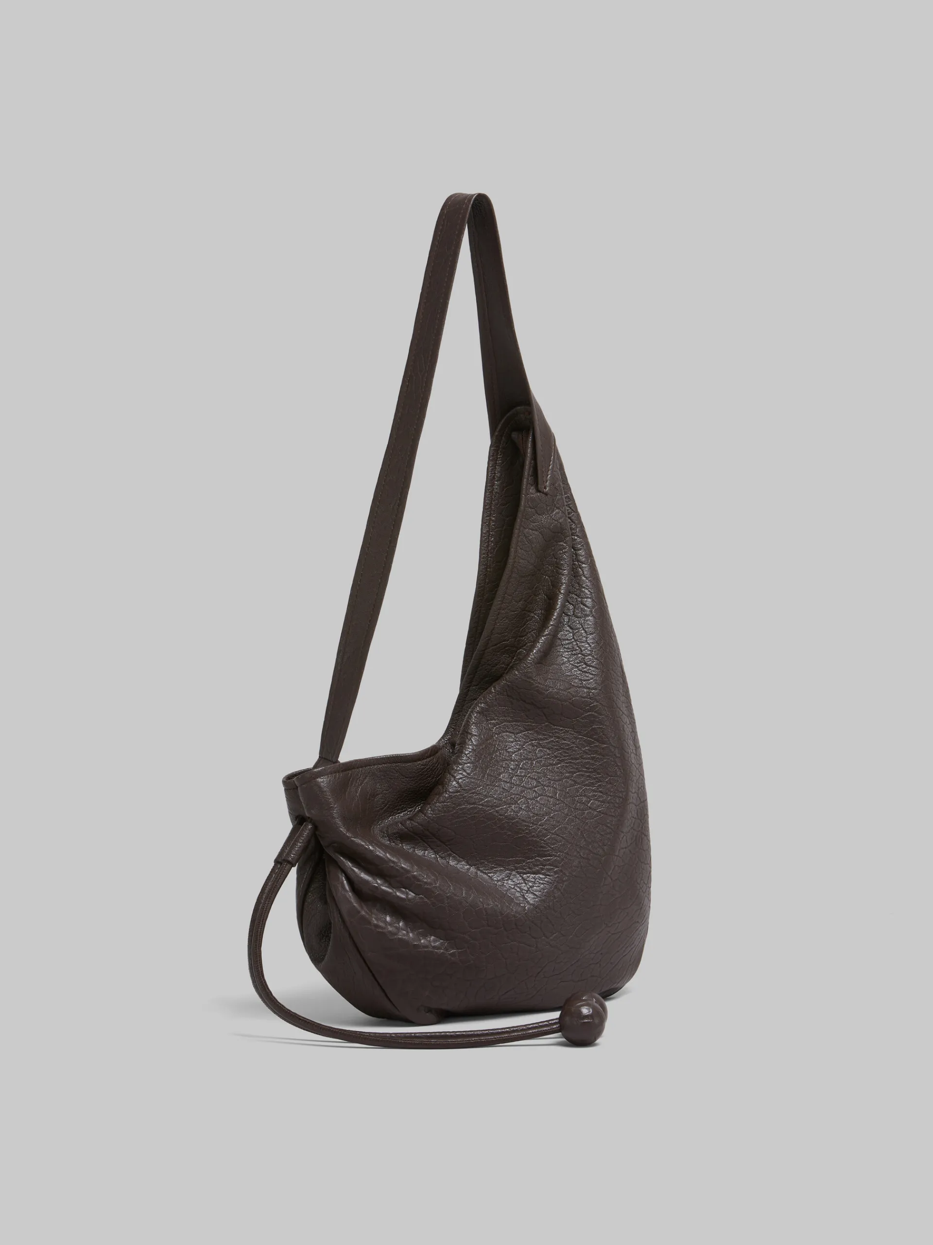 Shoulder Bags>Marni Small Brown Nappa Hobo Bag COFFEE
