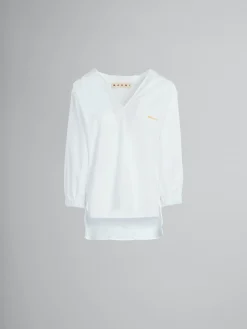 Tops & T-Shirts>Marni Square-neck Top In White Organic Poplin LILYWHITE