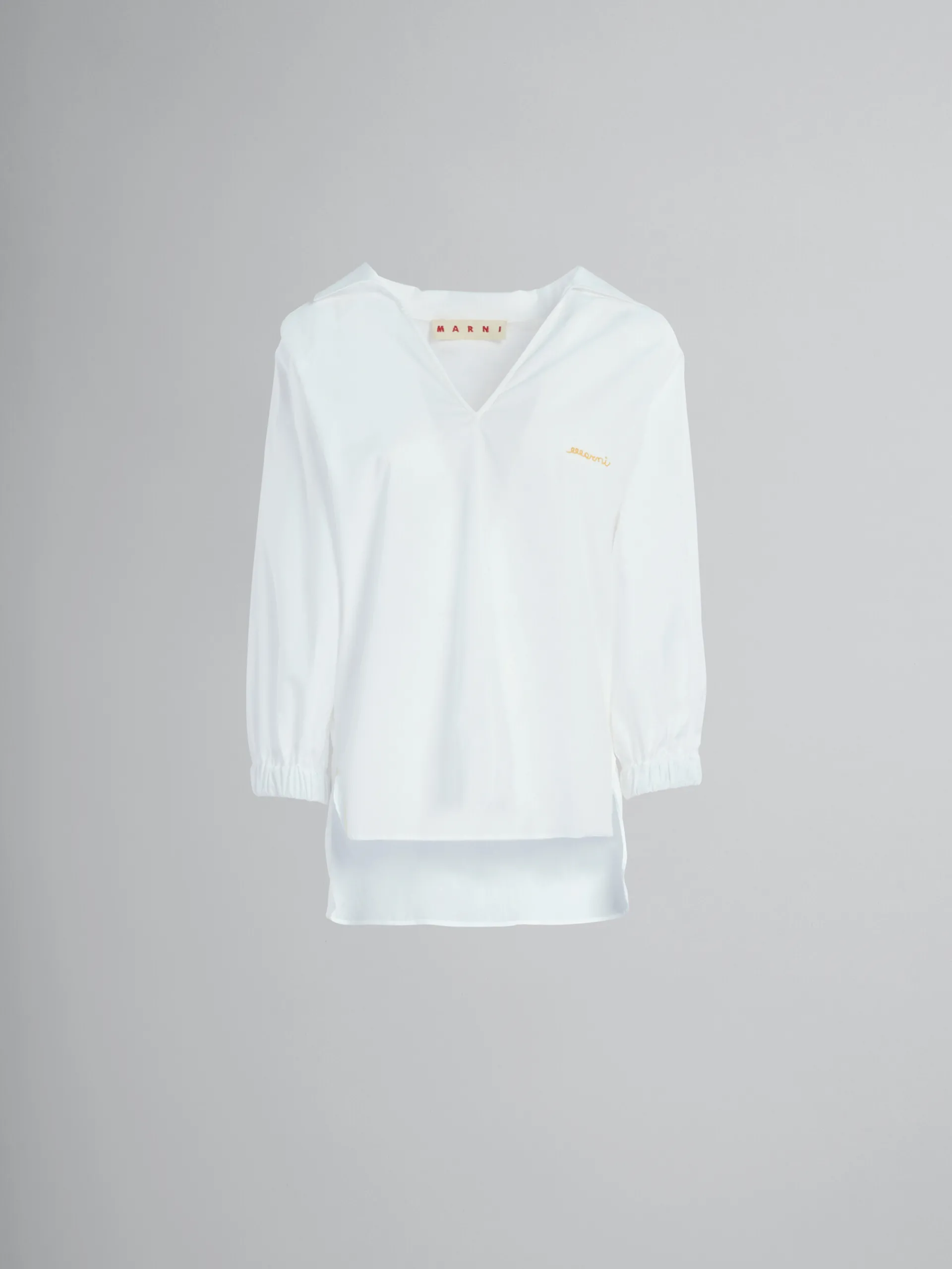 Tops & T-Shirts>Marni Square-neck Top In White Organic Poplin LILYWHITE