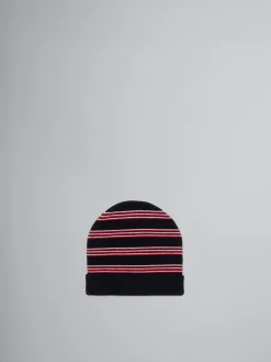Kids>Marni Striped Wool Blend Beanie BLACK