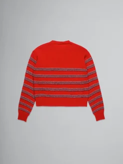 Kids>Marni Striped Wool-blend Pullover BRIGHT RED