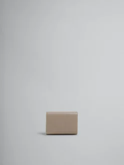 Wallets & Small Leather Goods>Marni Taupe Leather Trifold Wallet With Raised Logo CORK