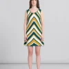 Dresses>Marni Teal And Yellow Crochet Dress With Chevron Pattern TURQUOISE
