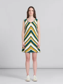 Dresses>Marni Teal And Yellow Crochet Dress With Chevron Pattern TURQUOISE