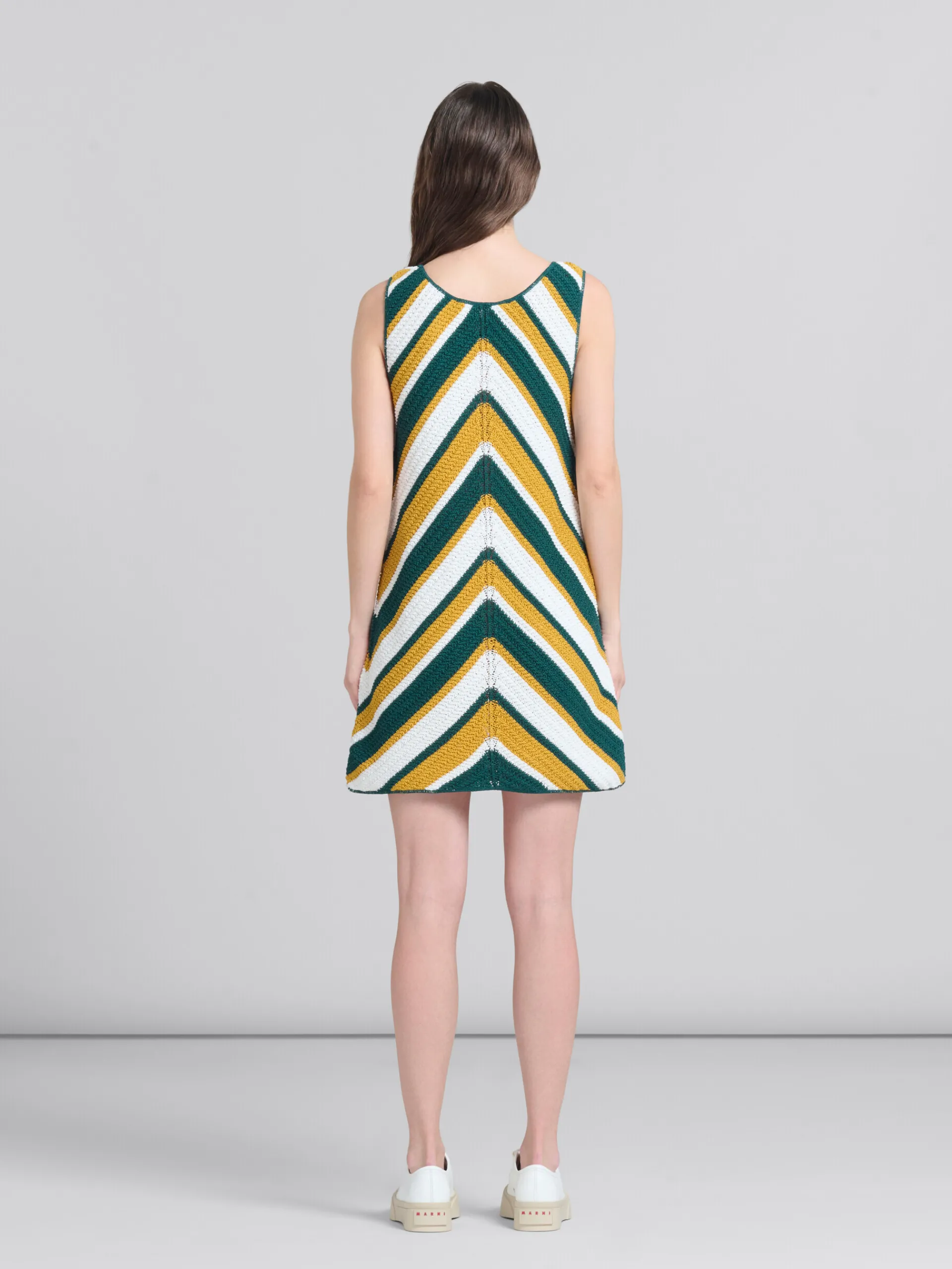 Dresses>Marni Teal And Yellow Crochet Dress With Chevron Pattern TURQUOISE