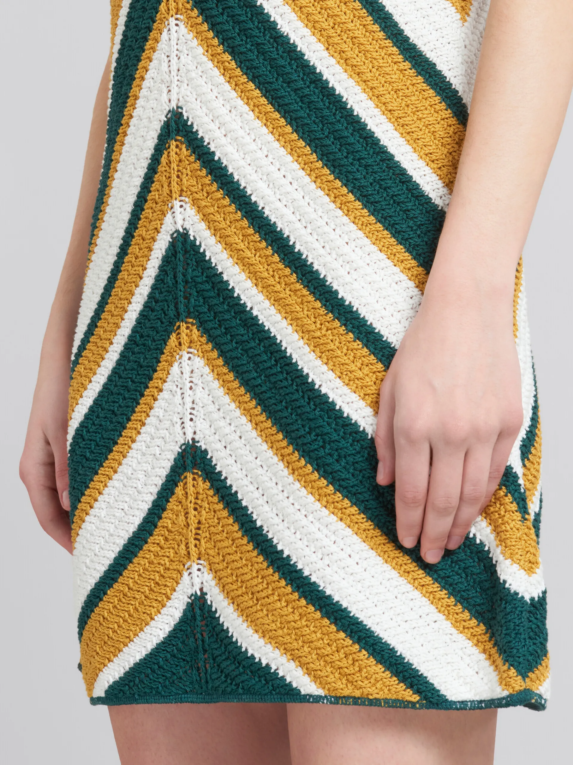Dresses>Marni Teal And Yellow Crochet Dress With Chevron Pattern TURQUOISE