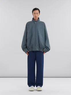 Coats & Jackets>Marni Teal Nappa Leather Bomber Jacket TRUFFLE