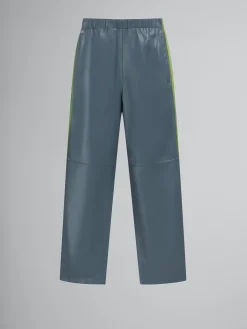 Matching Sets | Pants>Marni Teal Nappa Leather Track Pants TRUFFLE