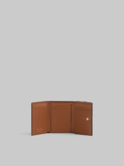Wallets & Small Leather Goods>Marni Trifold Wallet In Antique Pink, Pink And Brown Saffiano Leather ARABESQUE/TALC/BLUMARINE