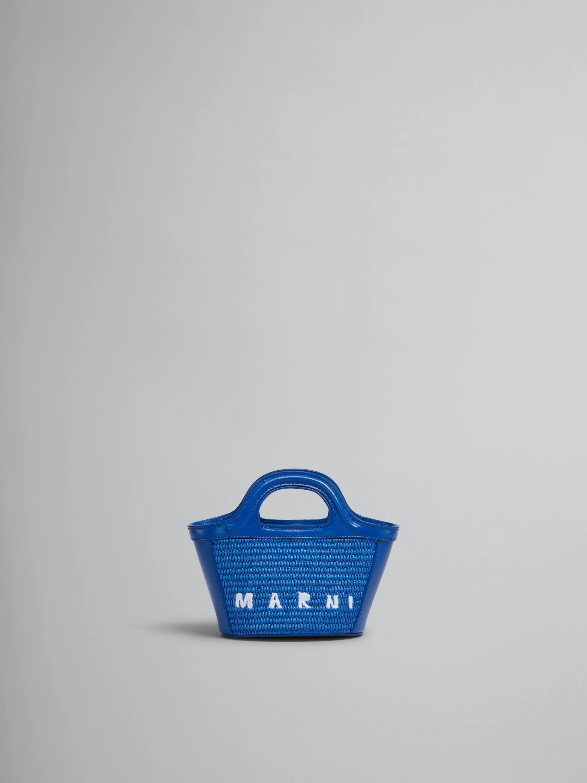 Handbags | Tropicalia Bag>Marni Tropicalia Micro Bag In Blue Leather And Raffia-effect Fabric IRISBLUE