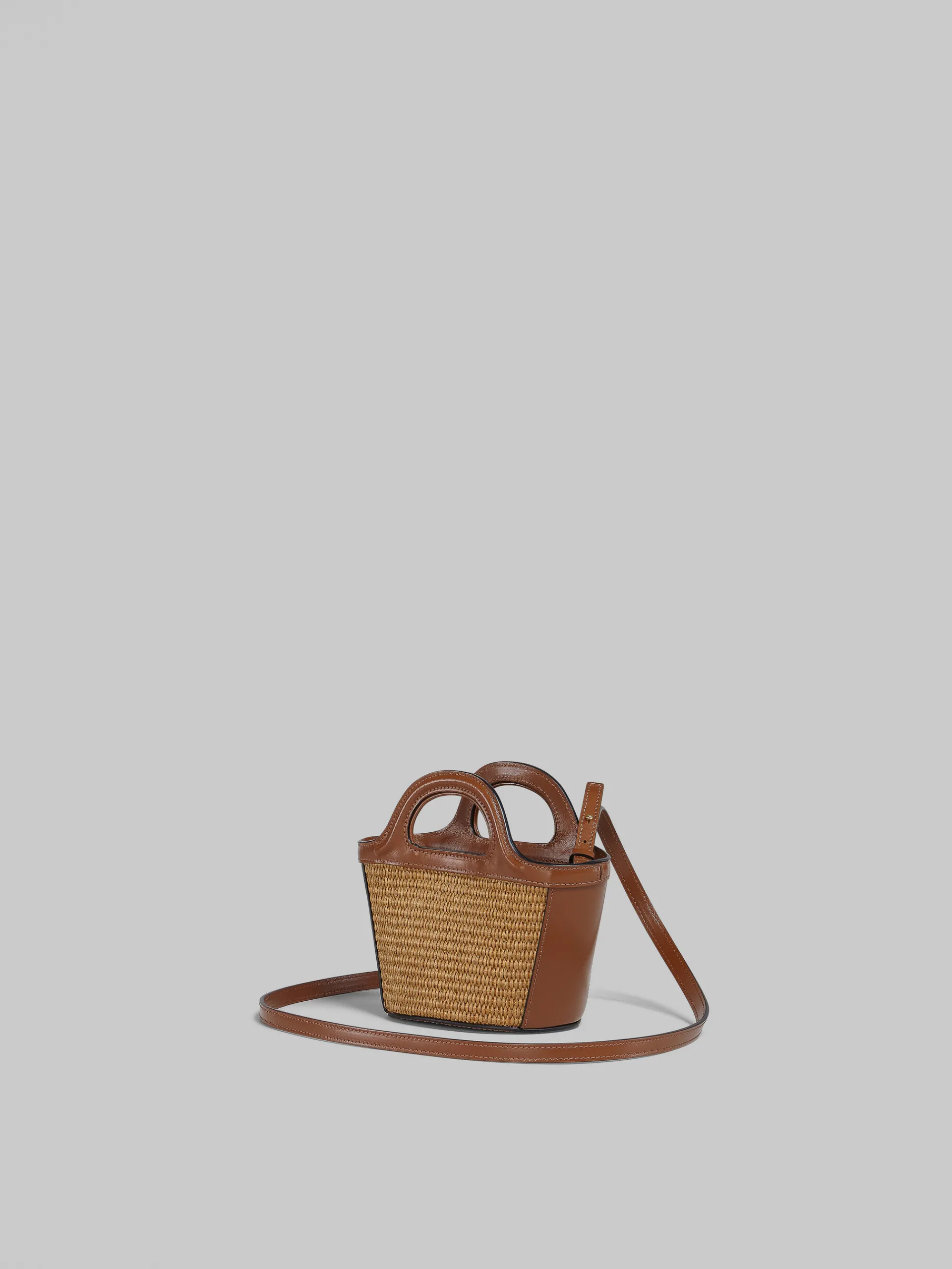 Handbags | Tropicalia Bag>Marni Tropicalia Micro Bag In Brown Leather And Raffia-effect Fabric RAWSIENNA
