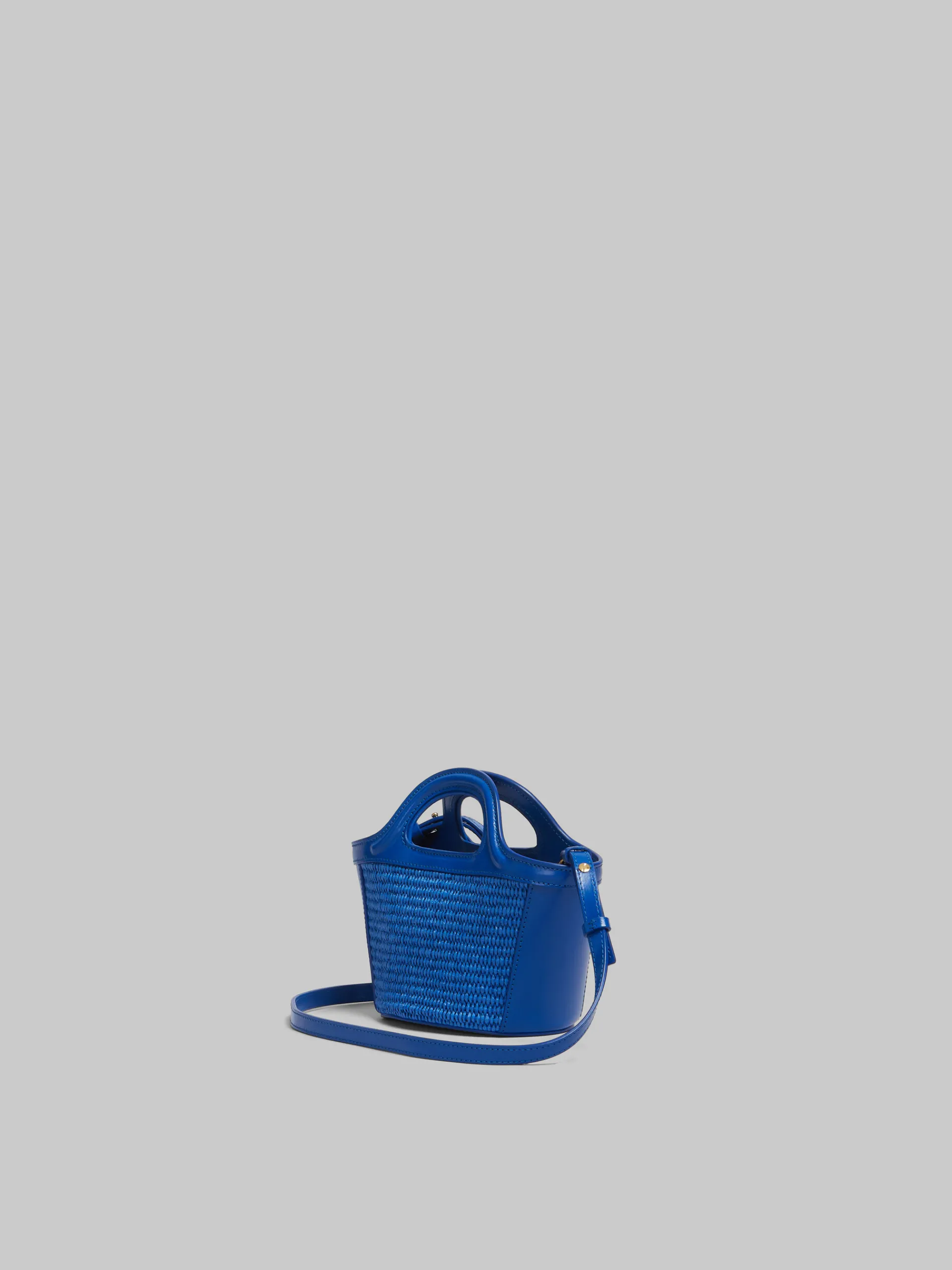 Handbags | Tropicalia Bag>Marni Tropicalia Micro Bag In Blue Leather And Raffia-effect Fabric IRISBLUE