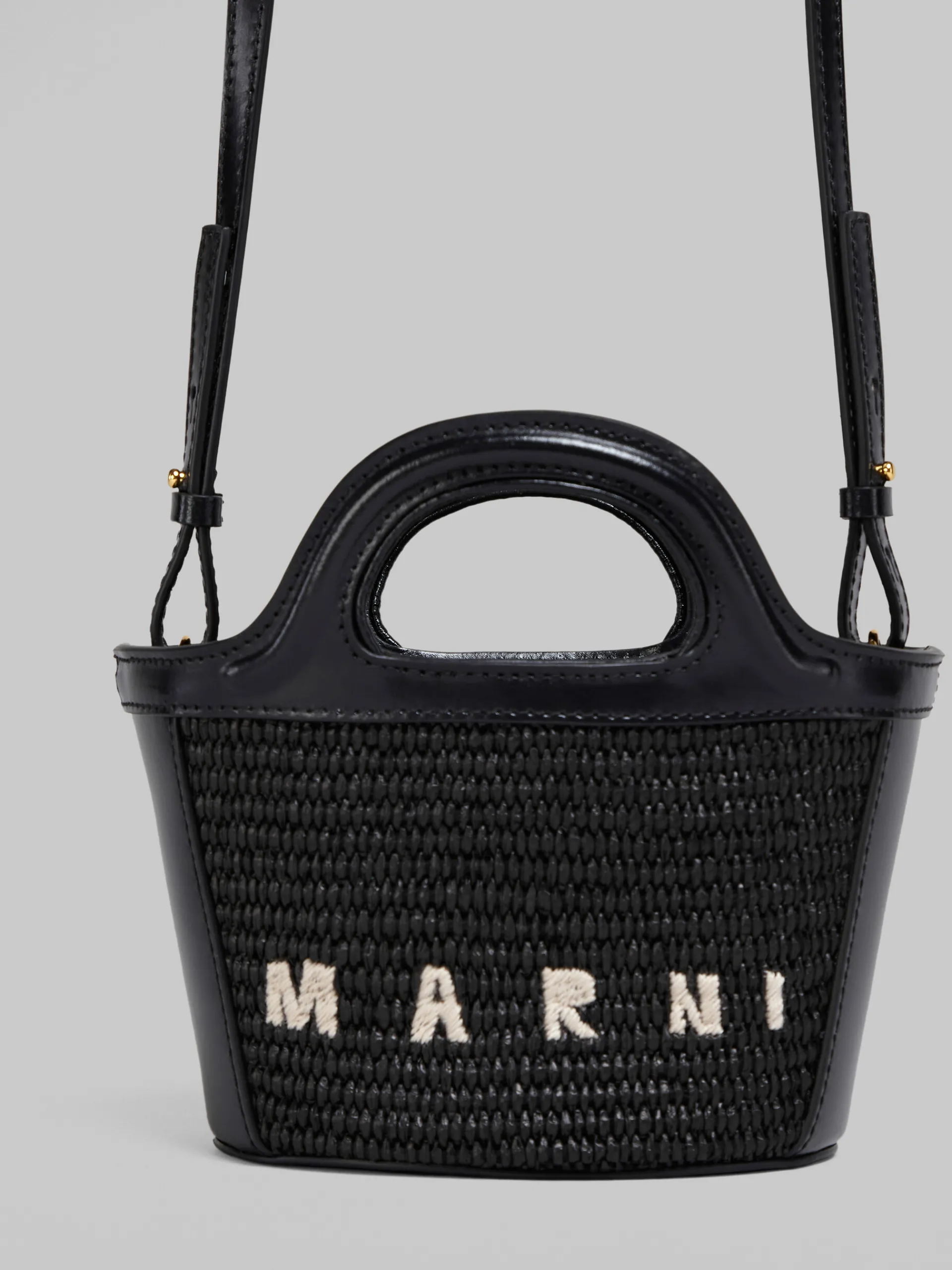 Handbags | Tropicalia Bag>Marni Tropicalia Micro Bag In Leather And Raffia-effect Fabric BLACK