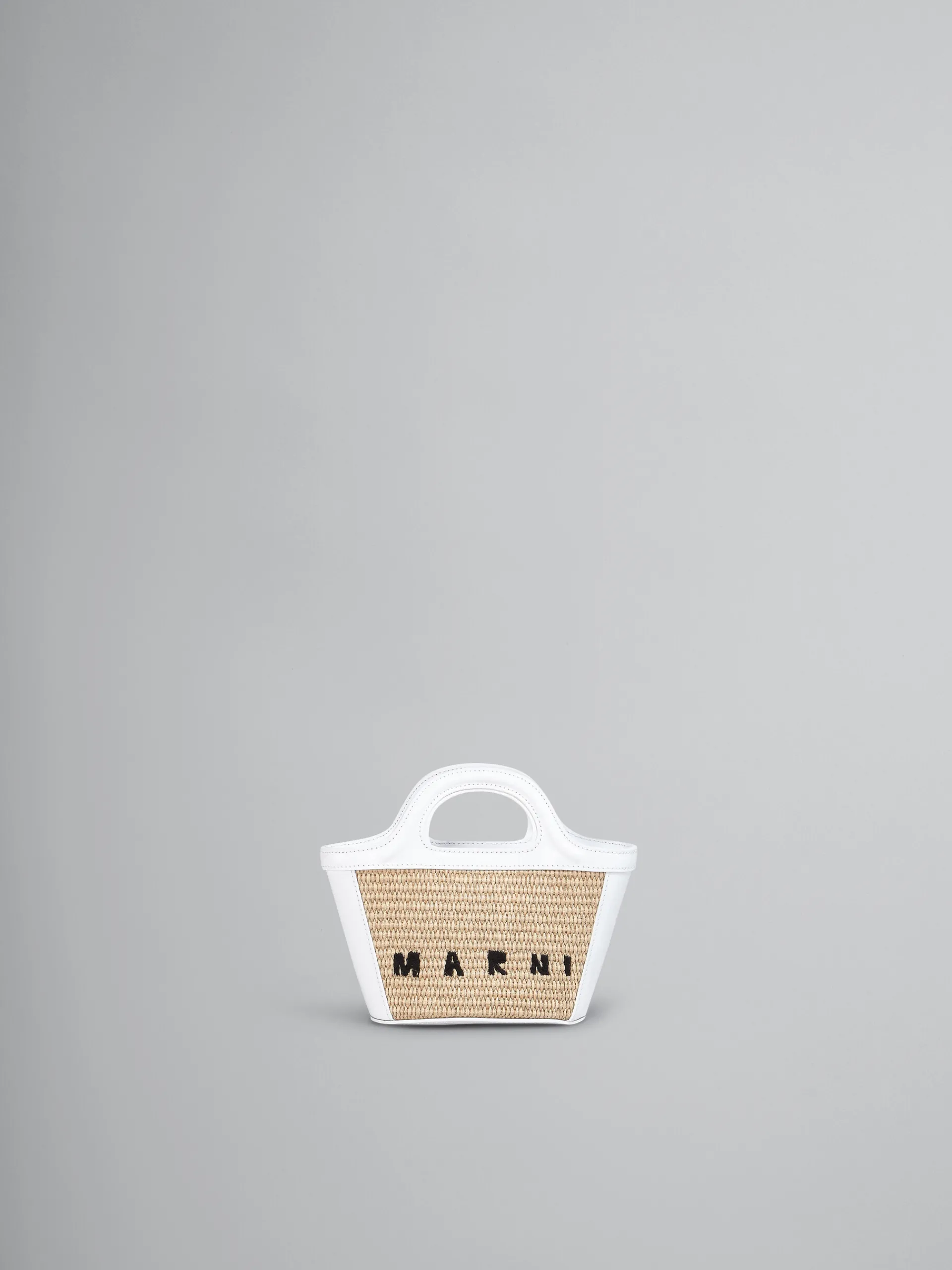 Handbags | Tropicalia Bag>Marni Tropicalia Micro Bag In White Leather And Raffia-effect Fabric SANDSTORM/LILYWHITE