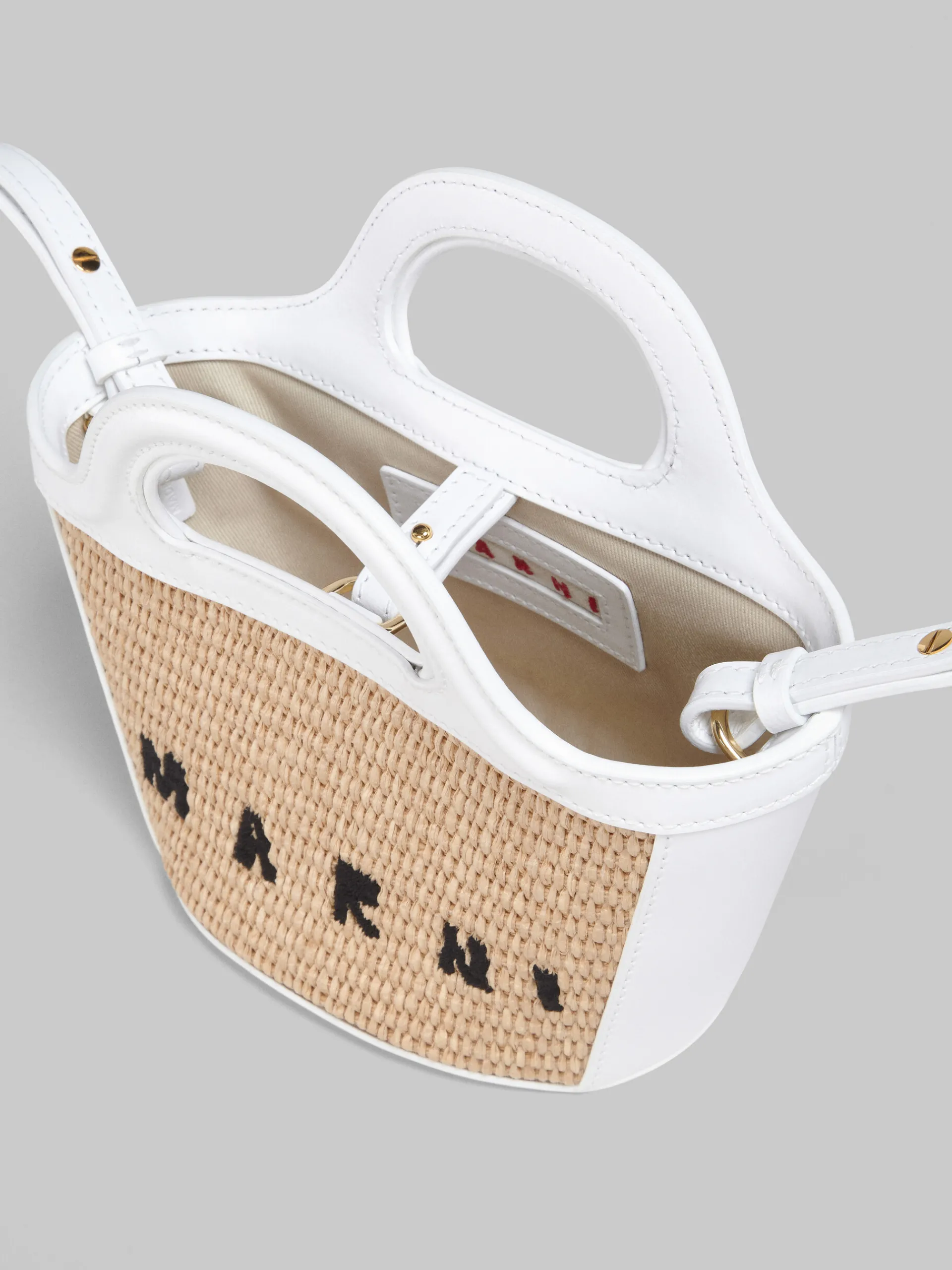 Handbags | Tropicalia Bag>Marni Tropicalia Micro Bag In White Leather And Raffia-effect Fabric SANDSTORM/LILYWHITE