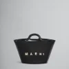 Handbags | Tropicalia Bag>Marni Tropicalia Small Bag In Leather And Raffia-effect Fabric BLACK