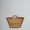 Handbags | Tropicalia Bag>Marni Tropicalia Small Bag In Brown Leather And Raffia-effect Fabric RAWSIENNA