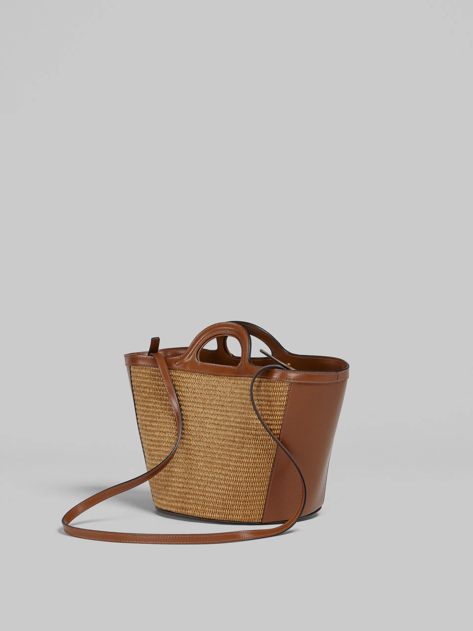 Handbags | Tropicalia Bag>Marni Tropicalia Small Bag In Brown Leather And Raffia-effect Fabric RAWSIENNA