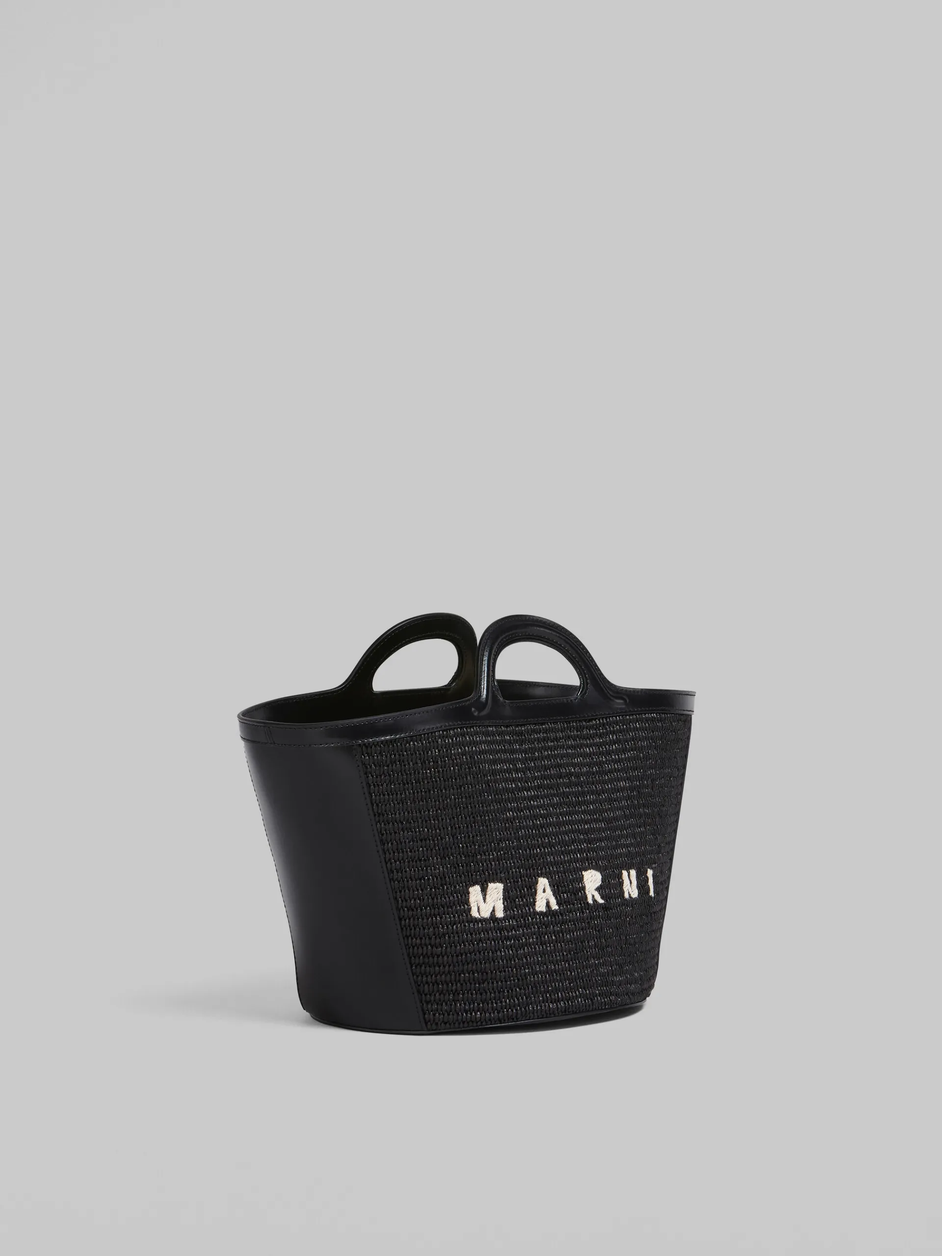 Handbags | Tropicalia Bag>Marni Tropicalia Small Bag In Leather And Raffia-effect Fabric BLACK