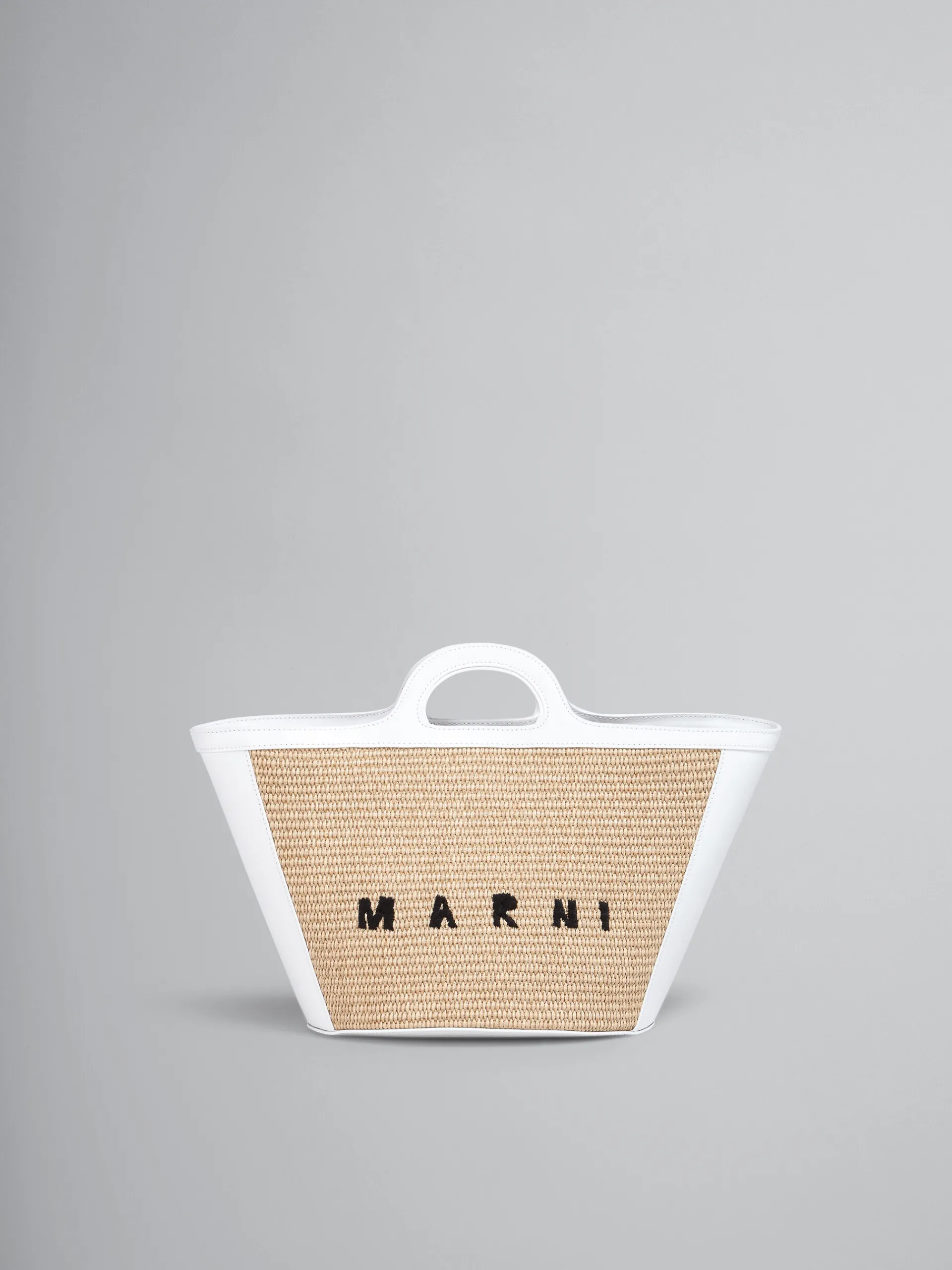 Handbags | Tropicalia Bag>Marni Tropicalia Small Bag In White Leather And Raffia-effect Fabric SANDSTORM/LILYWHITE