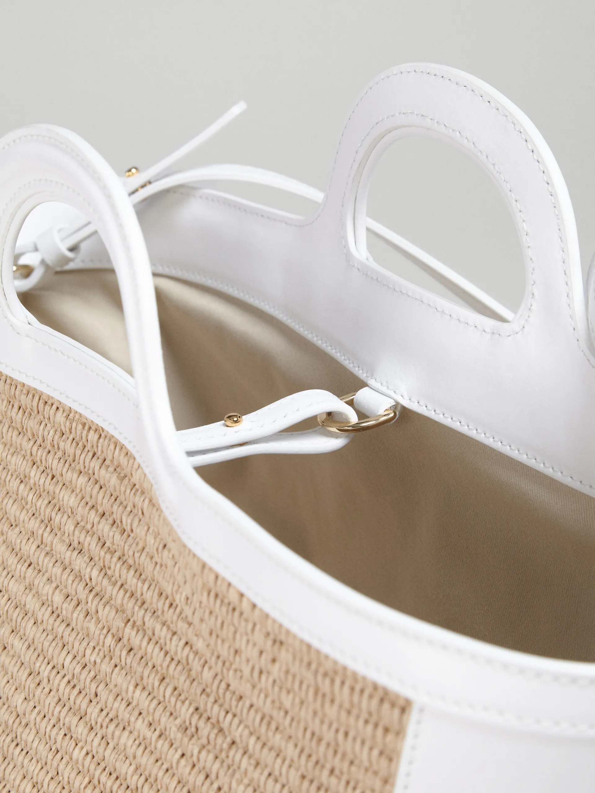 Handbags | Tropicalia Bag>Marni Tropicalia Small Bag In White Leather And Raffia-effect Fabric SANDSTORM/LILYWHITE